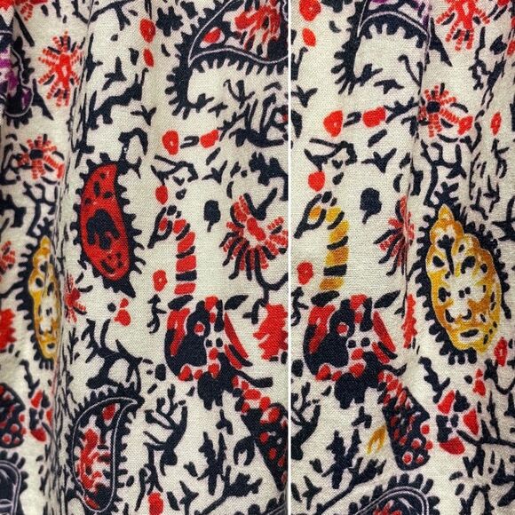 COTTAGECORE Prairie Vintage 70s Look Peacock Print Lace Trim Blouse Top M L - Picture 2 of 16